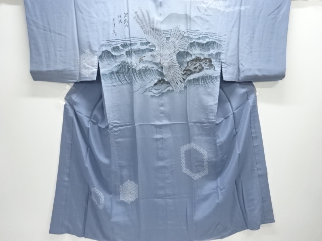 JAPANESE KIMONO / ANTIQUE MENS JUBAN / SILK / SHIBORI / HAWK